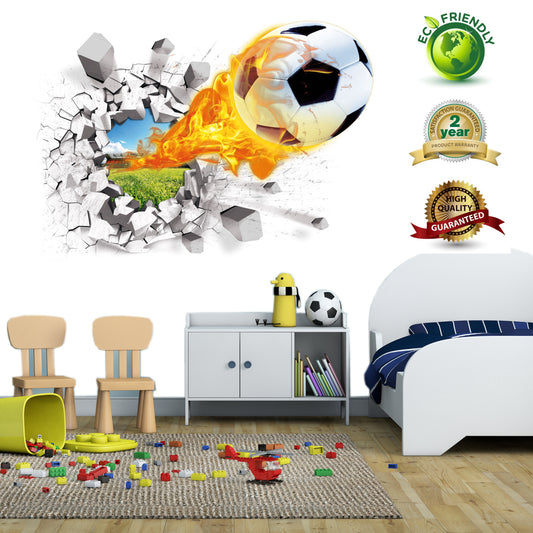 U-Shark® Soccer Wall Decals for Bedroom 3D Soccer Wall Stickers for Boys Rooms Soccer Wall Décor Stickers Removable Vinyl Sports Decal Wall Murals Decoration Nursery Christmas Birthday Gifts