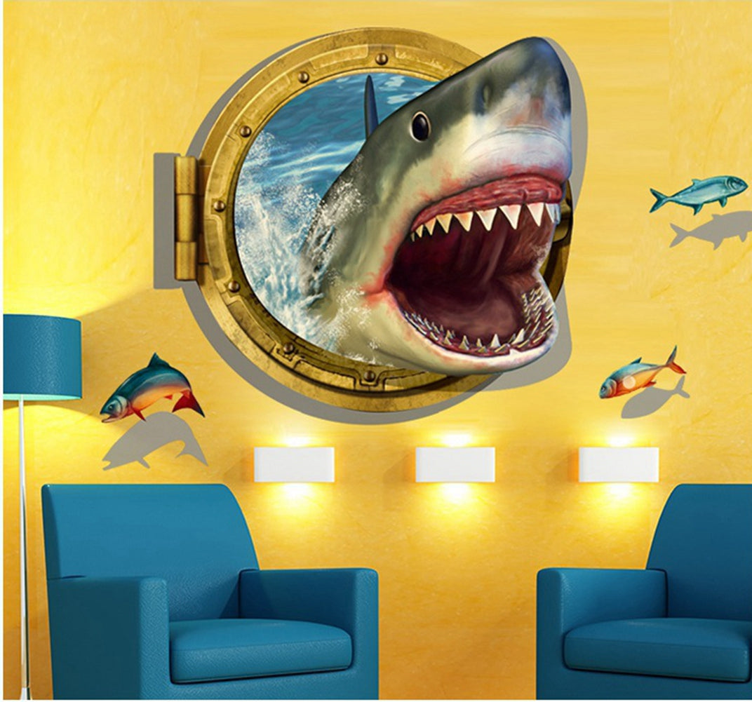 U-Shark® 3D Self-Adhesive Removable Break Through The Wall Vinyl Wall Stickers Wall Murals Art Decals Decorator as Nursery Christmas Birthday Gifts for Sports Bedroom