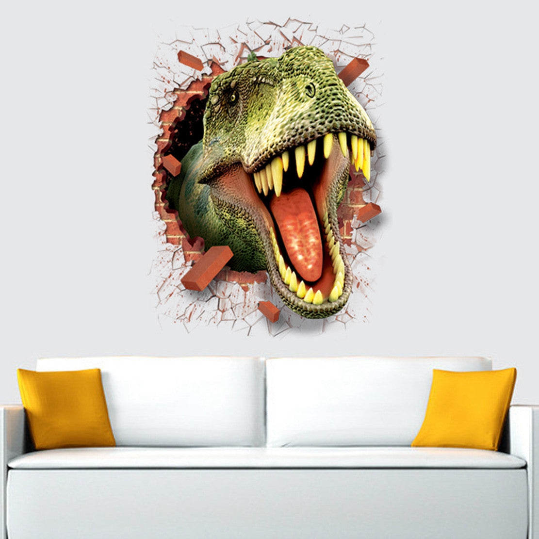 U-Shark® 3D Self-Adhesive Removable Green Sharp Dinosaur Mouth Wall Decals Stickers Wallpapers Dino Decor Poster  20" Width by 28" Height
