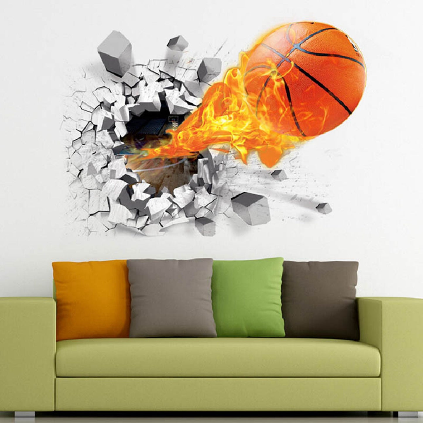 U-Shark® 3D Self-Adhesive Removable Basketball Wall Decals Stickers Basketball Wall Stickers Decals Wall Decor Wall Decor Sports Decals Wall Murals Decoration Décor Poster Nursery