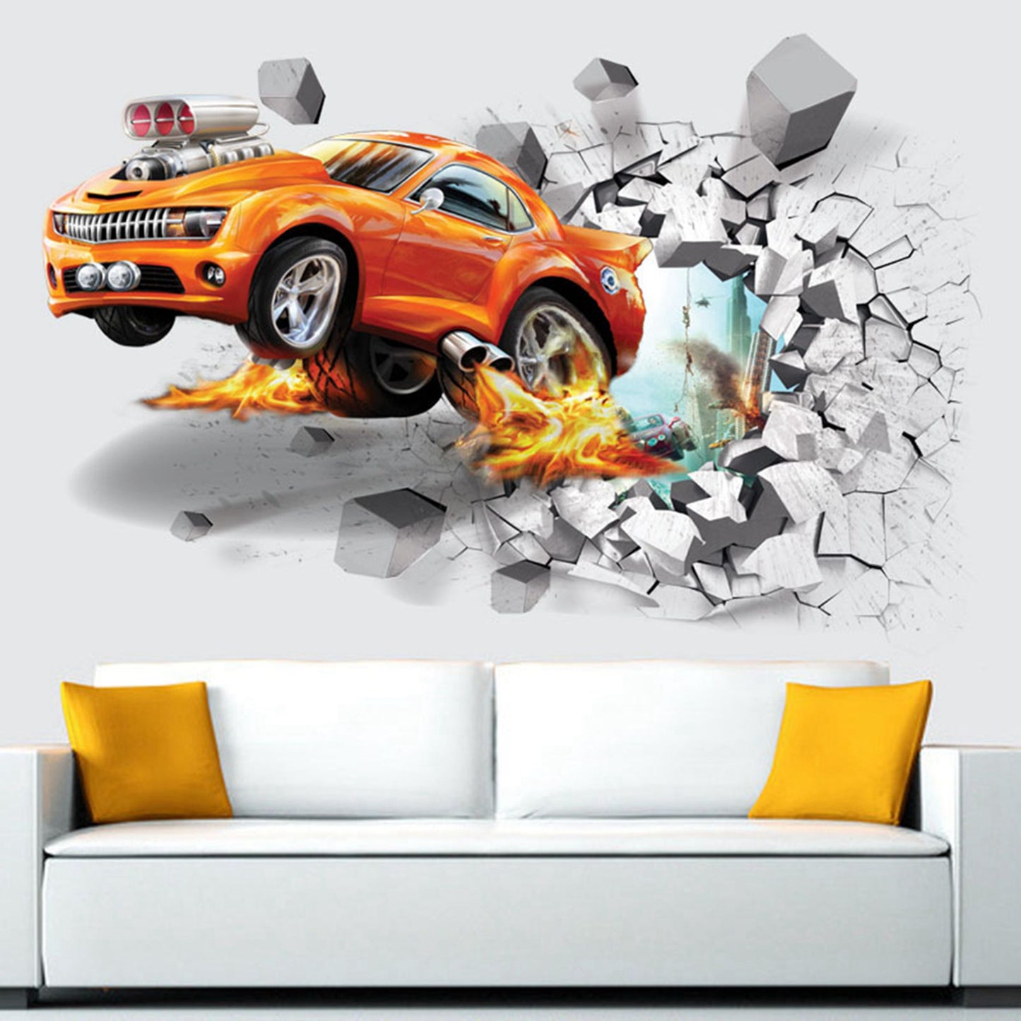 U-SHARK® Self-Adhesive Removable 3D Racing Car Wall Decals Football Wall Stickers Basketball Wall Decor Sports Decals Wall Murals Soccer Wallpapers Décor Poster as Nursery Christmas Birthday Gift
