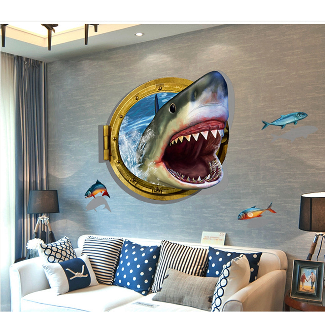 U-Shark® 3D Self-Adhesive Removable Break Through The Wall Vinyl Wall Stickers Wall Murals Art Decals Decorator as Nursery Christmas Birthday Gifts for Sports Bedroom